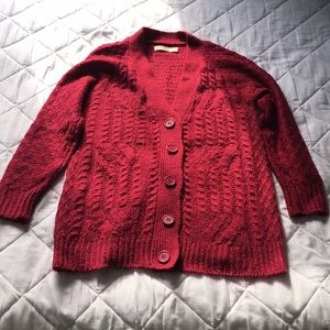 NWOT Wine-Colored Button Up Cardigan Size M